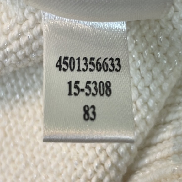 WHBM Rhinestone Embellished Wool Blend Cream Cable Knit Sweater Size Small - Picture 11 of 14